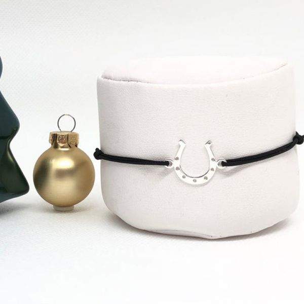 Bracelet cordon ajustable fer à cheval porte bonheur en argent 925