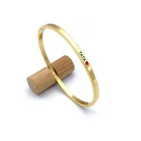 Tata ❤️ - gravure noire, Bracelet jonc à message en acier inoxydable