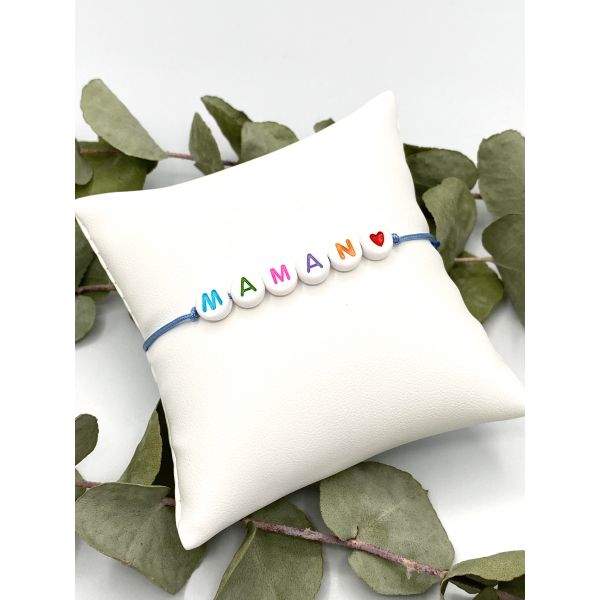 Maman - Bracelet perles couleurs cordon ajustable