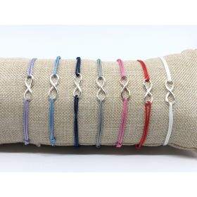 Bracelet cordon ajustable Infini en argent massif