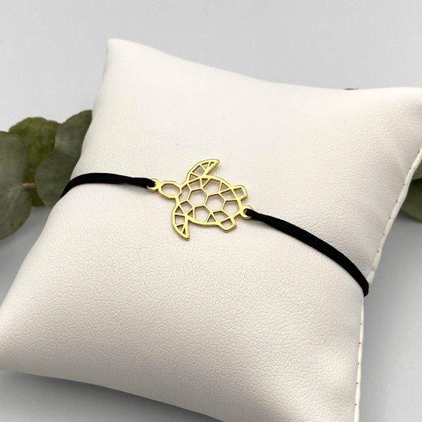 Tortue origami 🐢, Bracelet cordon ajustable en argent massif