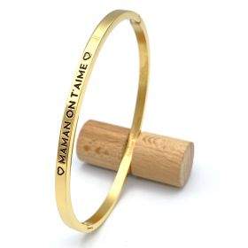 ♡ Maman on t'aime ♡ - gravure noire, jonc à message en acier inoxydable