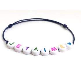 Bracelet message perles couleurs cordon ajustable