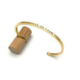 Maman on t'aime♡ - gravure noire, jonc ajustable à message en acier inoxydable