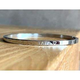 ANTI GASPI ♻︎ TATA ♡- Bracelet jonc à message en acier inoxydable