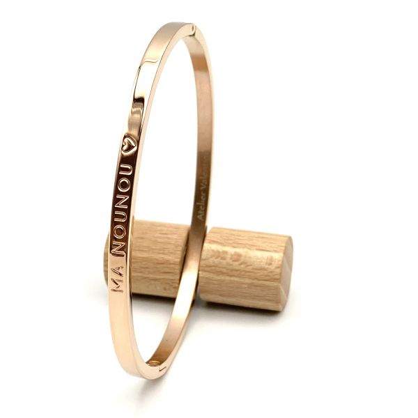 MA NOUNOU ♡, Bracelet jonc à message en acier inoxydable