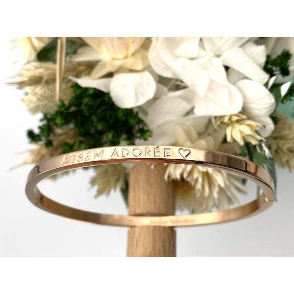 ATSEM ADORÉE ♡, Bracelet jonc à message en acier inoxydable
