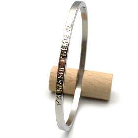 Ma mamie chérie, Bracelet jonc à message en acier inoxydable