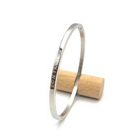 Je t'aime, Bracelet jonc à message en acier inoxydable