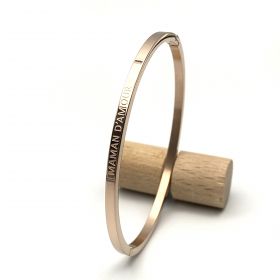 MAMAN D'AMOUR Bracelet jonc à message en acier inoxydable