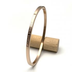 MAMAN D'AMOUR Bracelet jonc à message en acier inoxydable