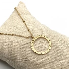 Collier chaîne rond martelé en acier inoxydable