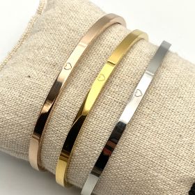♡, Bracelet jonc COEUR en acier inoxydable
