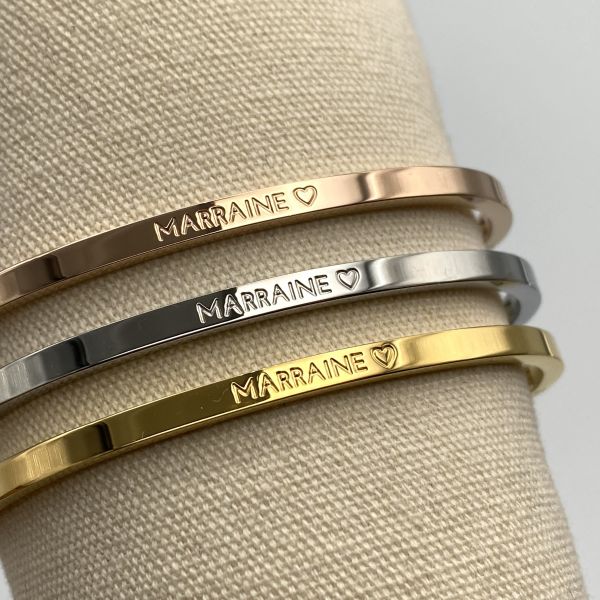 MARRAINE ♡, ANTI GASPI ♻︎ Bracelet jonc en acier inoxydable