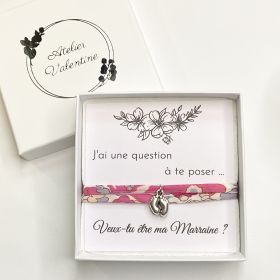 COFFRET - Veux tu être ma marraine ? Future Marraine, demande Marraine, Pendentif petits pieds, cordon Liberty