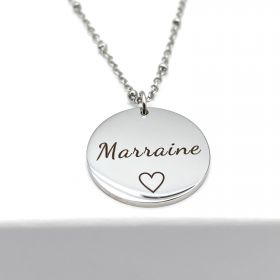 MARRAINE ♡, Collier chaîne médaille en acier inoxydable, future Marraine, Anniversaire Marraine