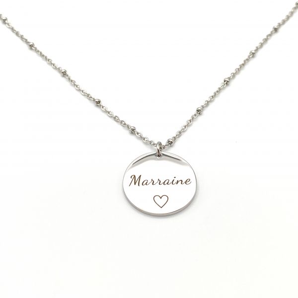 MARRAINE ♡, Collier chaîne médaille en acier inoxydable, future Marraine, Anniversaire Marraine