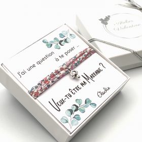 COFFRET - Veux tu être ma marraine ? Future Marraine, annonce grossesse, demande Marraine, pendentif tétine, cordon Liberty