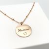 Collier médaille gravée, en acier inoxydable