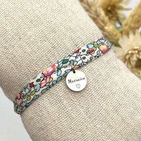 MARRAINE, Cordon Liberty ajustable, baptême, bracelet personnalisé, demande marraine, cadeau marraine, baptême