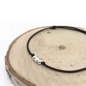 Bracelet cordon ajustable porte-bonheur perles en argent massif