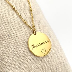 MARRAINE ♡, Collier chaîne médaille en acier inoxydable, future Marraine, Anniversaire Marraine