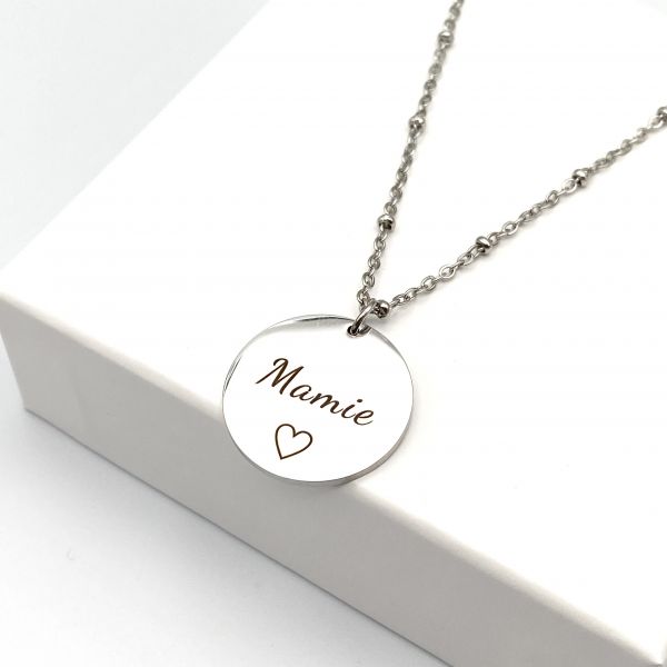 Collier Mamie avec Médaille Gravée – Doré, Argenté ou Or Rose