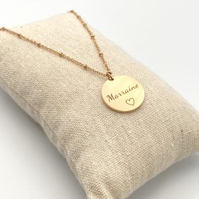 ANTI GASPI ♻︎ MARRAINE ♡, Collier chaîne médaille en acier inoxydable, future Marraine, Anniversaire Marraine