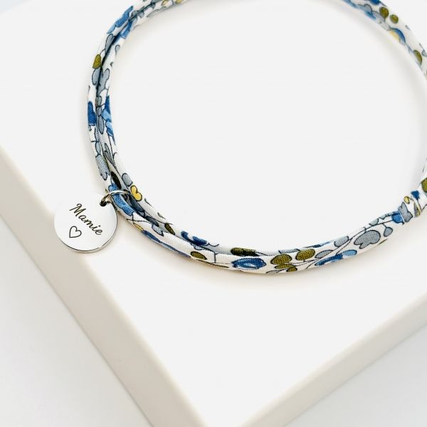 MAMIE ♡, Cordon Liberty ajustable, bracelet personnalisé, Forêt bleue