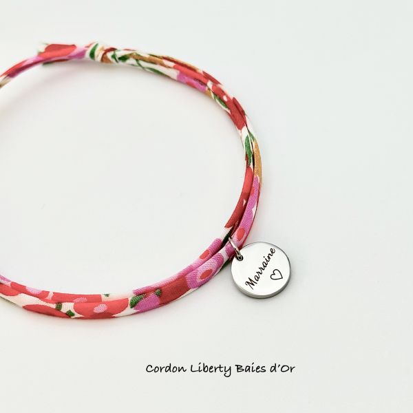 MARRAINE ♡, Cordon Liberty baies d'Or, bracelet personnalisé, demande marraine, cadeau marraine, baptême