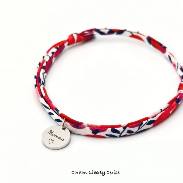 MAMAN ♡, Cordon Liberty ajustable, bracelet personnalisé