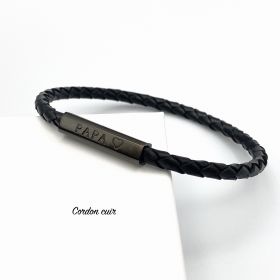 Bracelet cordon fin ajustable noir tube 2 mm en argent massif 925