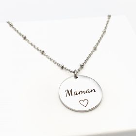 Collier médaille MAMAN, future maman, cadeau maman,