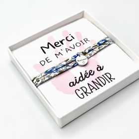 Coffret Merci de m'avoir aidé à grandir, cordon liberty ajustable, Maitresse, Nounou ou Atsem