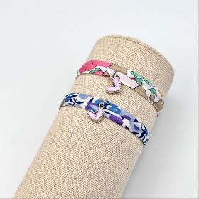 Bracelet cordon liberty ajustable, pendentif coeur