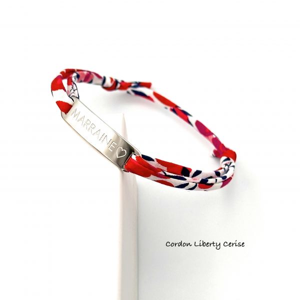MARRAINE ♡, Cordon Liberty ajustable, bracelet personnalisé, plaque gourmette