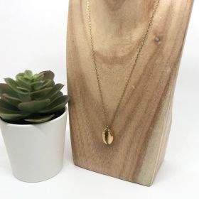 Collier chaîne pendentif coquillage cauri en acier inoxydable