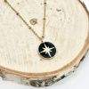 Collier chaîne pendentif médaillon étoile du nord en acier inoxydable