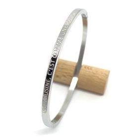 Une cousine, c'est comme une soeur, Bracelet jonc à message acier inoxydable
