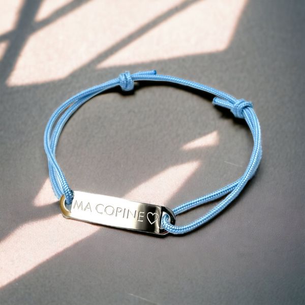 Ma copine ♡, Cordon ajustable, bracelet personnalisé, plaque gourmette