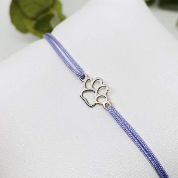 Bracelet cordon ajustable patte de chien chat