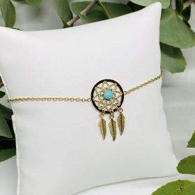 Bracelet chaîne ajustable attrape-rêve en acier inoxydable