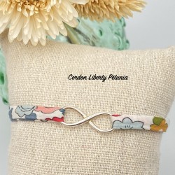 INFINI argent 925, Bracelet cordon Liberty, bracelet ajustable, bracelet infini porte bonheur, amitié