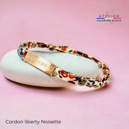 MARRAINE ♡, Bracelet gourmette cordon liberty ajustable