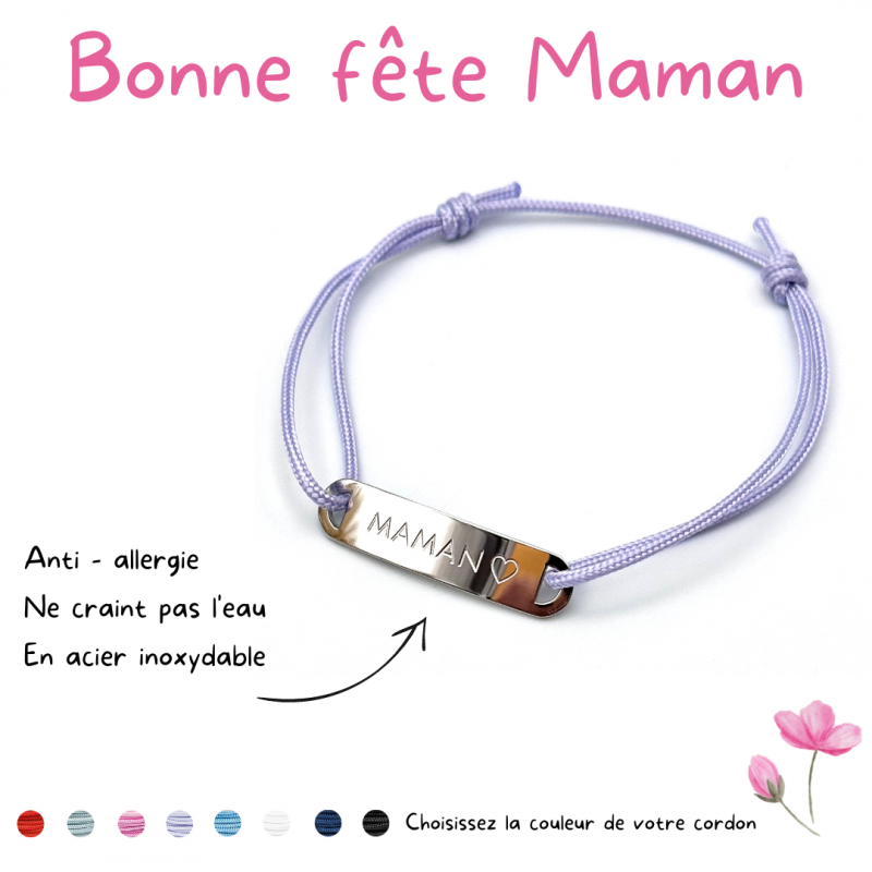 MAMAN ♡, Gourmette ajustable, bracelet personnalisé