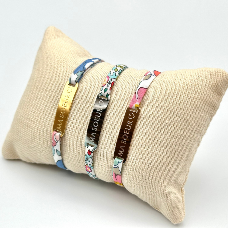 MA SOEUR ♡, Bracelet gourmette cordon liberty ajustable