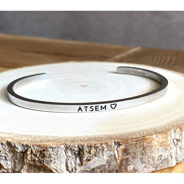 ATSEM ♡, Bracelet jonc ajustable en acier inoxydable