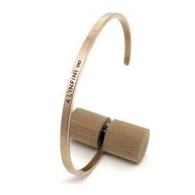 A l'infini - Bracelet jonc ajustable à message en acier inoxydable gravure noire