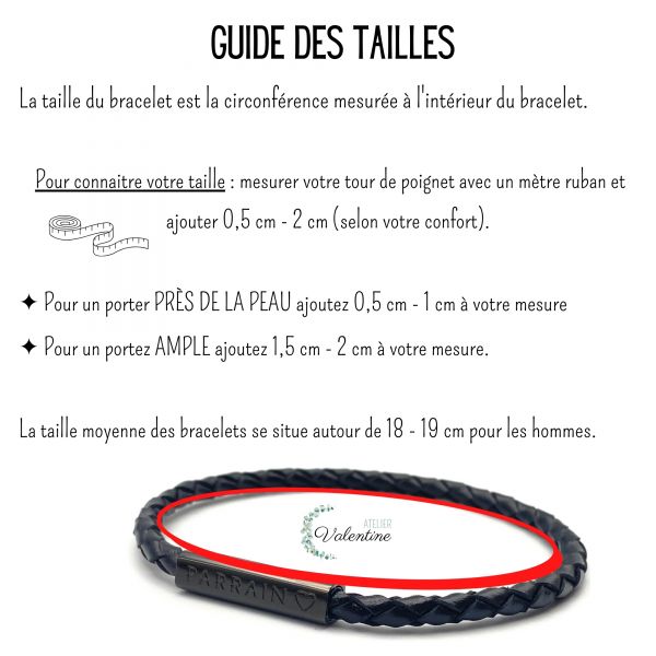 PARRAIN ♡ - Bracelet cordon à message cuir tressé noir, annonce parrain, futur parrain, baptême