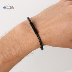 PARRAIN ♡, Bracelet cordon à message cuir tressé noir, annonce parrain, futur parrain, baptême